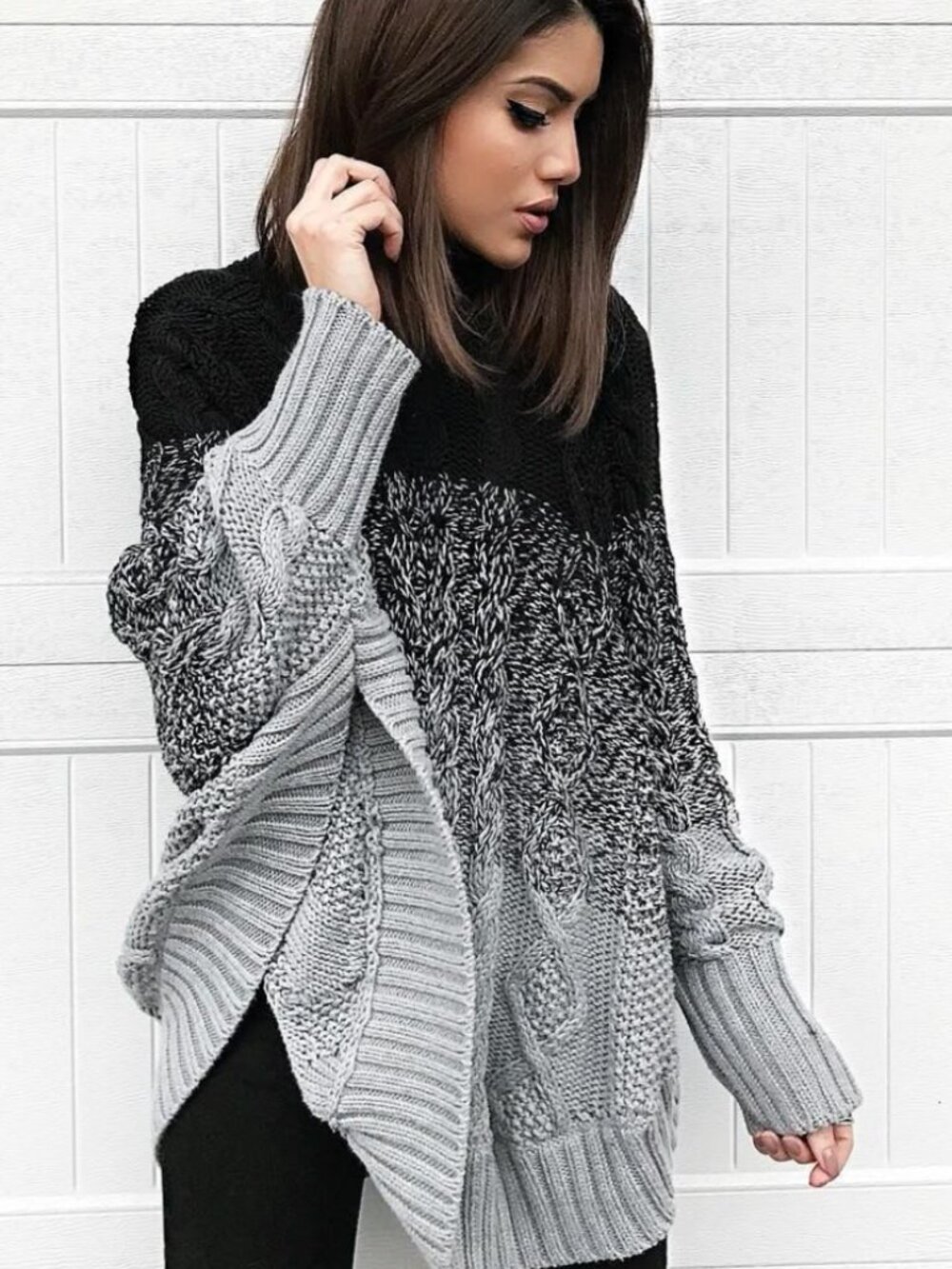 Michael Kors S oversized gray knit poncho sweater batwing slouchy soft Cozy warm - Picture 1 of 6